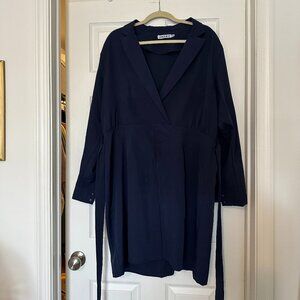 Navy Blue Unique21 Blazer Suit Dress with Tie Size 20